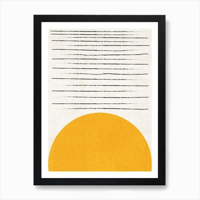 Sun Lines Mustard Abstract Art Prin Framed Wall Art Poster Canvas Print Picture