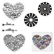 Valentines Love Hearts Background Clear Stamps for Card Making Journaling, Lo...