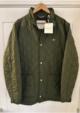 Men's Gant Large Quilted Jacket - BNWT Country Green Lined Snap Coat - RRP £190