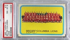 1963 Topps CFL BC Lions (Vancouver Lions) (CFL) Team #10 PSA 8 r7d