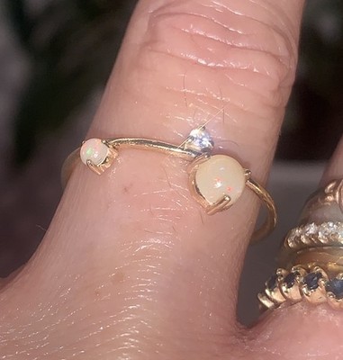 Gebrauchter 14K Y Gold Jelly Opal Diamant 3 Stufen Stapelring Gr. 6 WUNDERSCHÖN WWAKE?