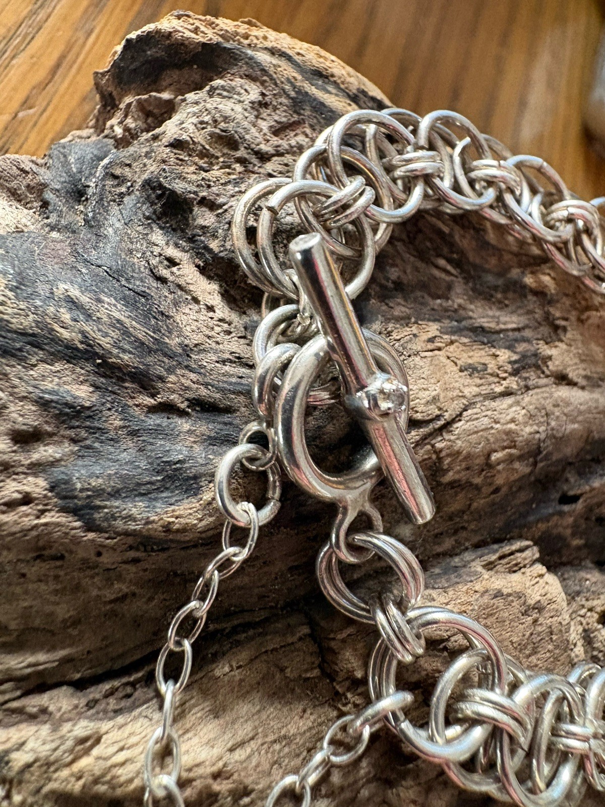 Sterling Silver multiple  Link Chain Bracelet Wit… - image 5