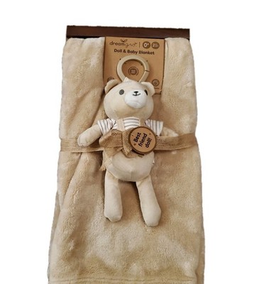 Dreamgro Baby Blanket & Plush Buddy Bear Dream Gro NEW Tan