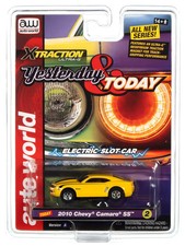 SC384A2 Auto World Xtraction 2010 Chevrolet Camaro Yellow HO Scale Slot Car