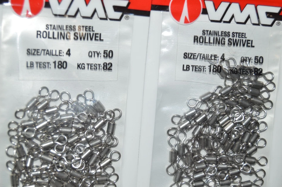 2 packs vmc rolling swivel  size 4  180lb test 50 pr pack saltwater freshwater - Image 2 of 3