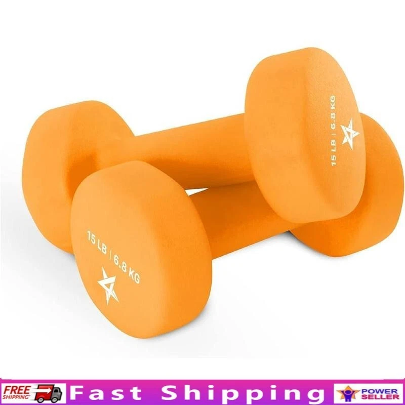 Neoprene Coated Dumbbell Set of 2 Cast Iron Non-Slip Hexagon Hand Weights New