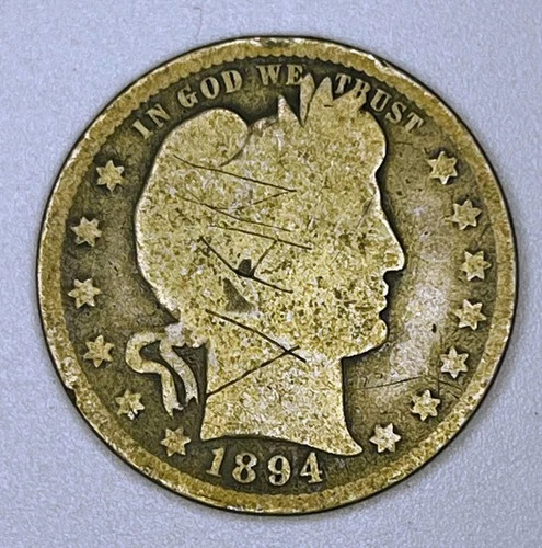 1894 Barber Quarter 25C 90% Silver USA Coin Philadelphia Mint