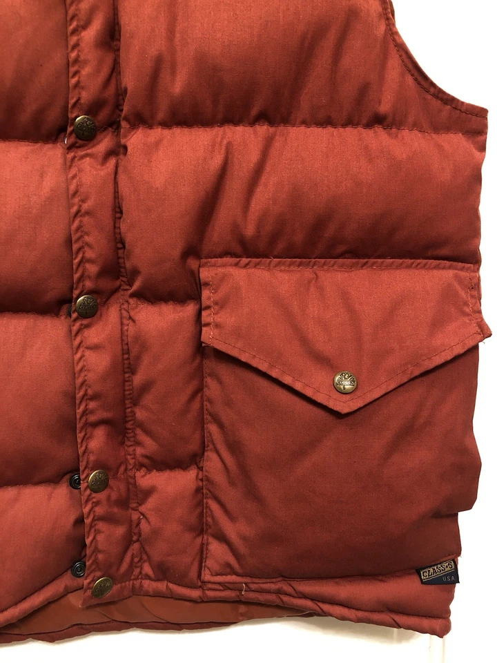 Vintage Orange/Red Class 5 Vest Goose Down Sz M USA Marty McFly NICE! - Image 4 of 4
