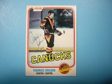 1981/82 O-PEE-CHEE NHL HOCKEY CARD #327 THOMAS GRADIN VG/EX AUTO AUTOGRAPH OPC