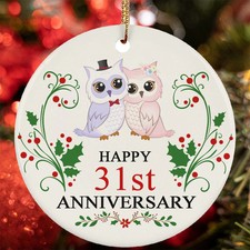 Happy 31st Anniversary Ornament Funny Owl Couple 31 Year Wedding Christmas Gift