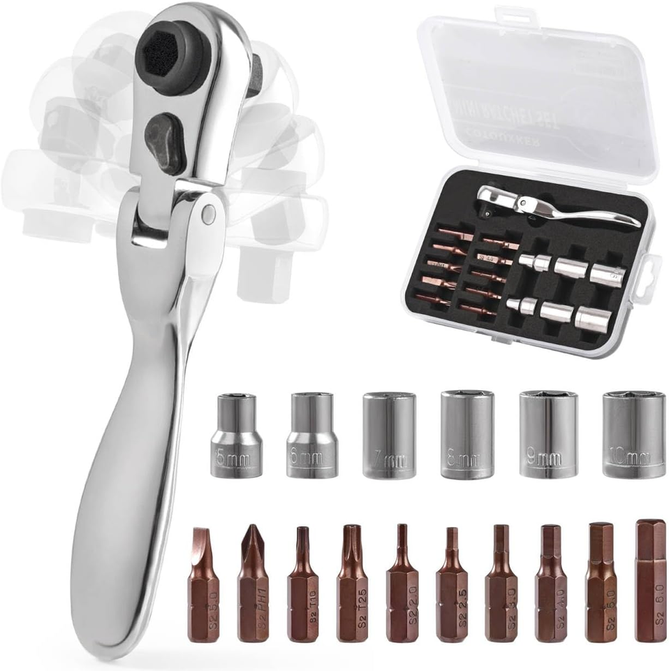 Mini Ratchet Screwdriver Set, Right Angle Screwdriver Set with 1/4 Mini ...