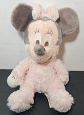 Disney Parks Baby Minnie Mouse Plush Doll with Rattle Pastel Pink 9 Inch