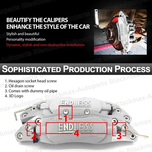 SR ENDLESS Meta Style Pinza de freno cubre Universal Car Disc Kit trasero delantero L + S - Imagen 8 de 9
