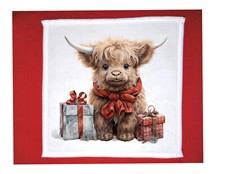 Christmas Highland Cow theme Dish Towel, 12x12, FREE ship, hand towels, choice