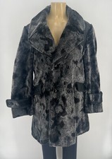 A Robert Lewis Idea Women Long Bell Sleeve Fur Soft Luxury Coat Black 40