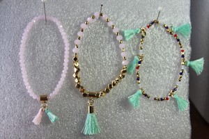 Details About Origami Owl Bracelet New Pink Light Blue Tassels And Beads Br6101