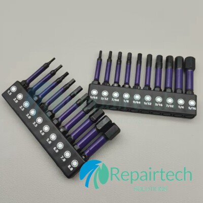 20pcs S2 Steel Allen Wrench Hex Magnetic Drill Bits (Metric&SAE) 1/4'' Hex Shank