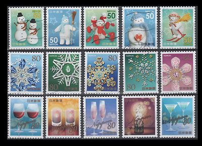 Japan 3616a-e + 3617a-j 2013 Winter Greetings (15 USED Stamps) | eBay