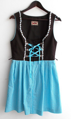 Ladies' traditional dirndl sleeveless brown, skirt blue check size 42 by Stockerpoint