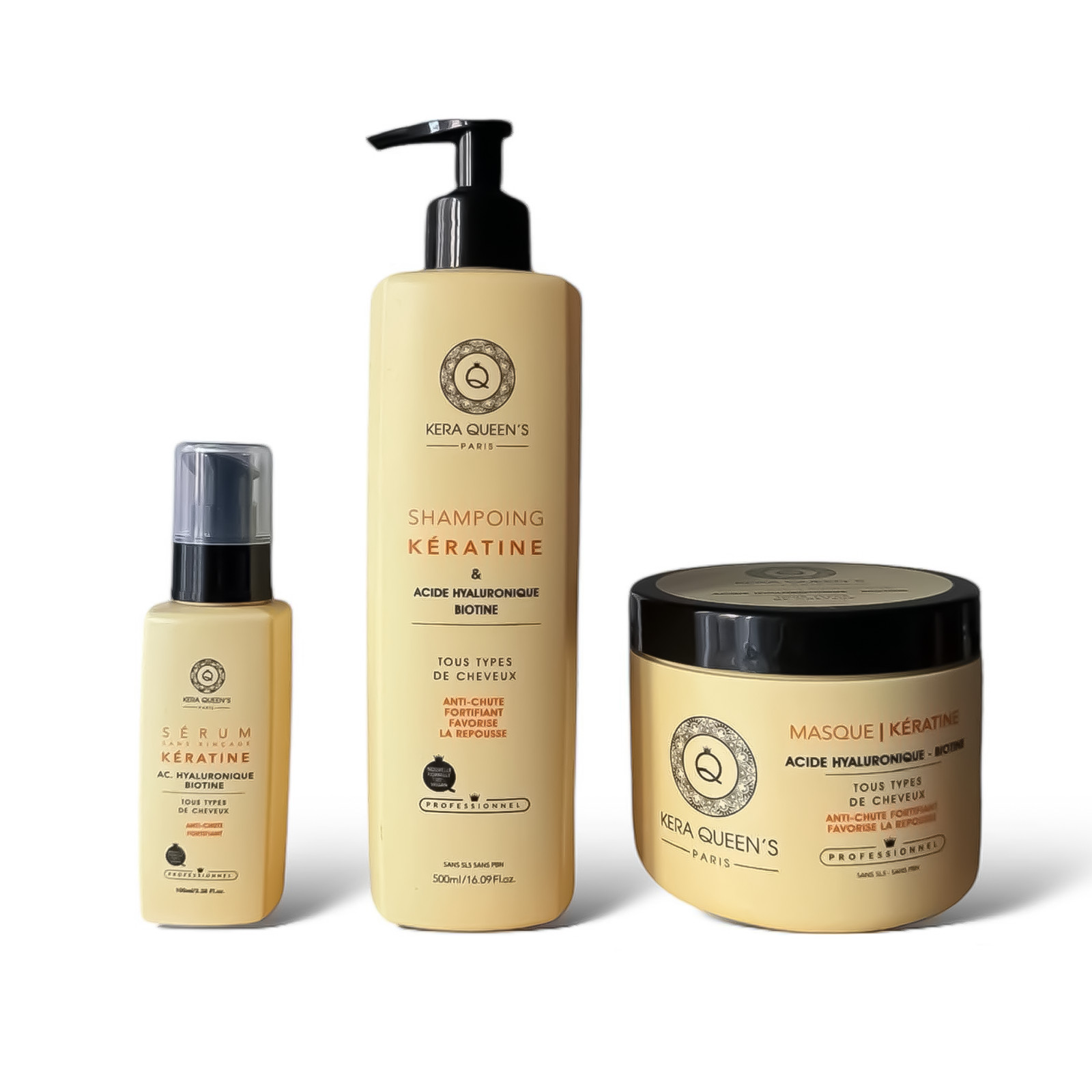Gamme Acide Hyaluronique Kera Queen's Shampoing et Soins Capillaires pour Cheveux Secs