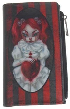Spookyville Critters Clown Girl Color Wallet Snap Gift Purse Card Red Black Gift