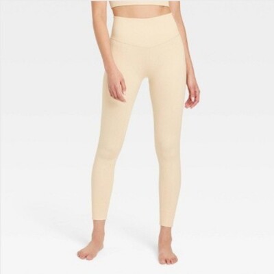 JoyLab Beige Cable Knit High Rise Leggings Crop Ankle 7/8 Rib Women Medium NEW