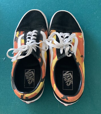 Vans Old Skool Flame Sneakers Mens 7.5 Women’s 9 Black Skateboarding Shoes Red Hot Flames on Black Vans Old Skool Shoes – BlvdCustom main image 4