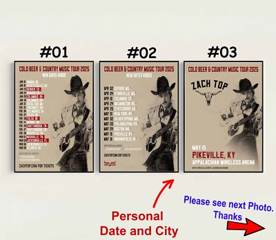 Zach Top Cold Beer & Country Music 2025 Poster, Custom Date and
