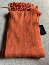 Cejon 87” Orange Acrylic Fringed Scarf with Metallic Woven Threads Fall Autumn