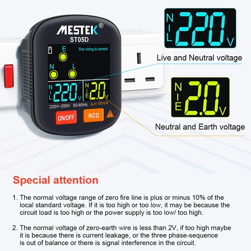 30- Portable Digital Socket Tester RCD Voltage Tester Ground M5B7 - Picture 7 of 10