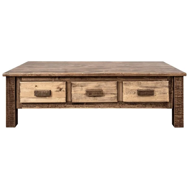 Montana Woodworks Homestead Wood Coffee Table with 6 Drawers in Brown - Image 3 of 4