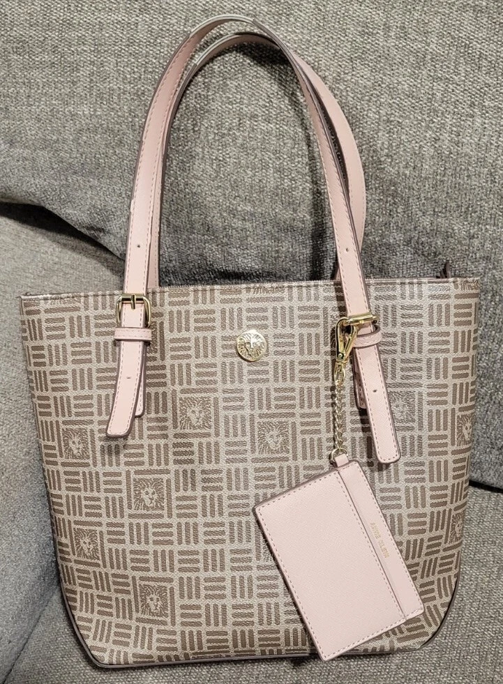 Anne Klein LILY TOTE BAG Handbag Rose Quartz (Dusty Rose)Natural/pink NWT |