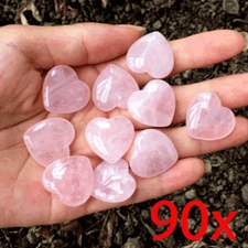 Wholesale Lot 90 PCs Natural Rose Quartz Heart ❤️ Crystal Healing Energy 30mm