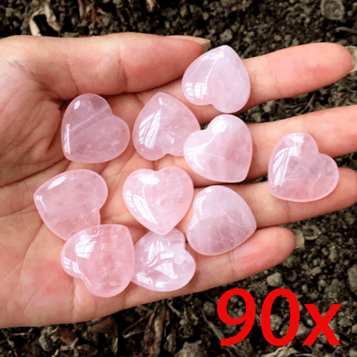 Wholesale Lot 90 PCs Natural Rose Quartz Heart ❤️ Crystal Healing Energy 30mm - Picture 1 of 10