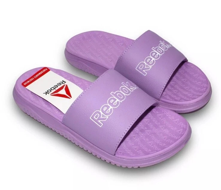 Nuova lavanda leggera per ragazze Reebok doppia densità slide taglia 1. spedizione gratuita