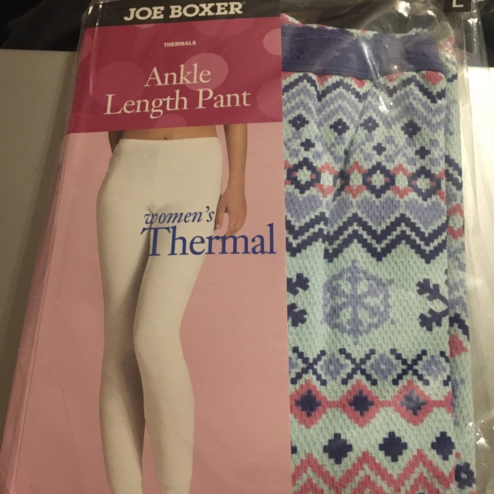 NEW Joe Boxer bLUE  WITH SNOWFLAKES Thermal Underwear Long Johns Womens LARGE