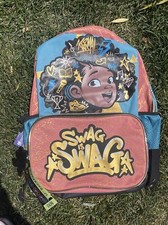 NUEVO CON ETIQUETAS Karma's World Niñas Naranja Azul Swag Is Swag Mochila Bolso para Libros