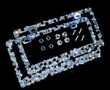 2 3d Bling Black Rhinestones And Pearls License Plate Frames Covers Crystals Je