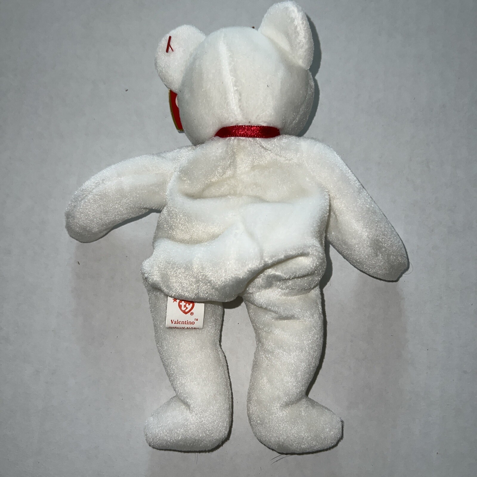 NWT TY Beanie Baby Retired 1993 VALENTINO White Valentine Red Heart Bear MWMT thumbnail 4