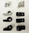 Hard Brake Fuel Line Mount Brackets Clamps 3/8" 6-Pack ALUMINUM Anodized BLACK