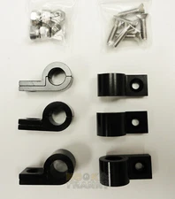 Hard Brake Fuel Line Mount Brackets Clamps 3/8" 6-Pack ALUMINUM Anodized BLACK