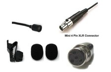 Lavalier Lapel Microphone Mic w/ 4 pin mini XLR TA4F for Shure Wireless Black