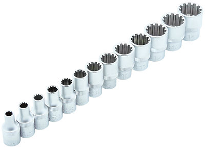 13 tlg. Torx Vielzahn Zoll 6-Kant Stecknuss Steckschlüssel Satz 4-14 mm BGS 2150