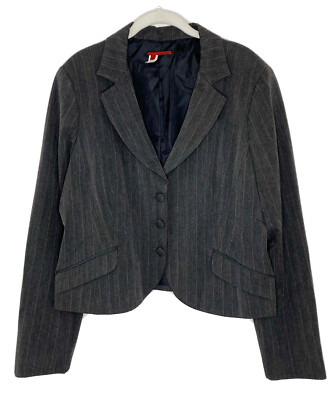 Tapemeasure Anthropologie Button Gray Pinstripe Jacket Blazer Size 16 F3