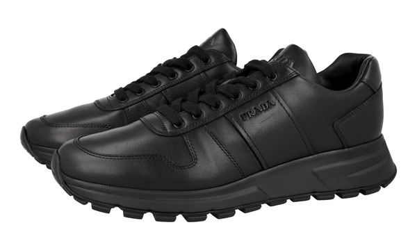 Prada Leder Prax Sneaker Schuhe - 4E3581 - Komplett Schwarz - Neu - 10 44-image