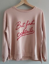 Wildfox " But First Cocktails " Graphic Sweatshirt Pink Size M
