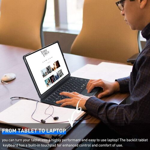 Funda de teclado táctil retroiluminada giratoria para iPad Air 5th 4th /Pro 11" 2nd 3rd 4th - Imagen 22 de 31