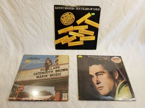 3 LP Mixed Lot ~ Kenny Rogers, Roy Clark & Gatemouth Brown & Charlie Rich ~ Nice