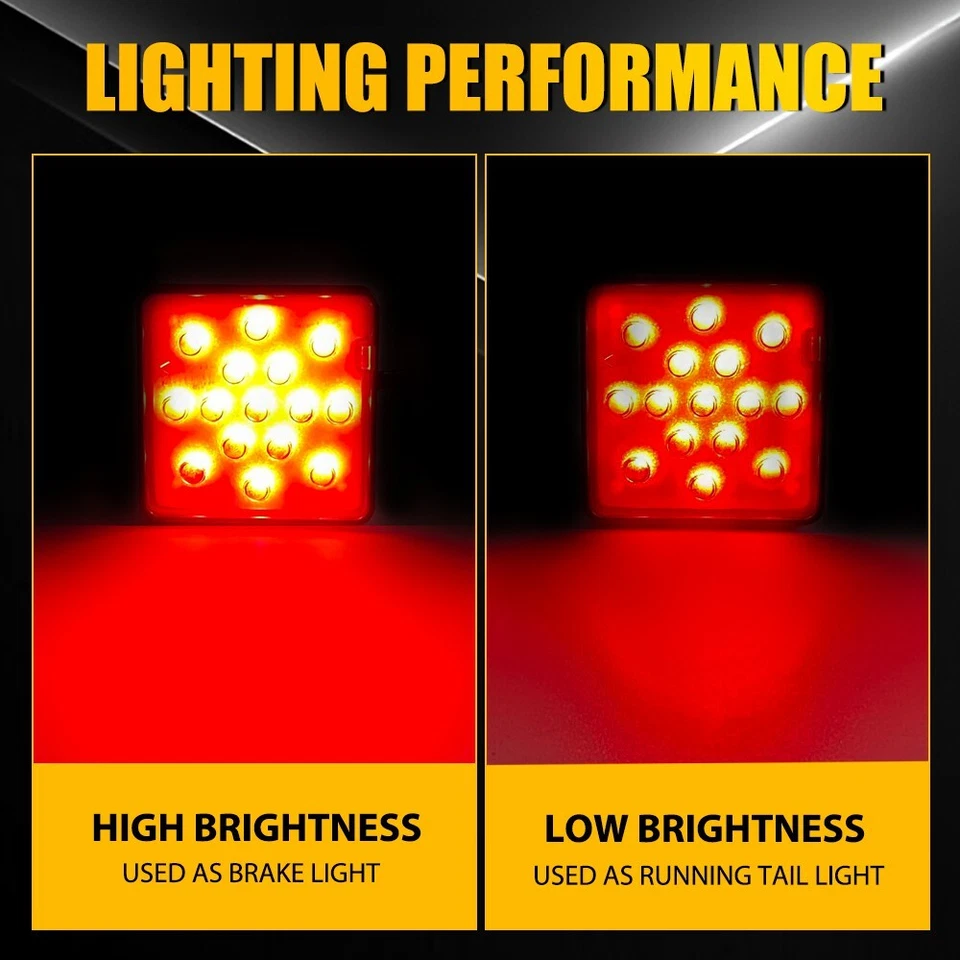 Cubierta de remolque de enganche de luz de freno de 15 LED y lente roja para transportar receptor de 2" Foto 4 de 4