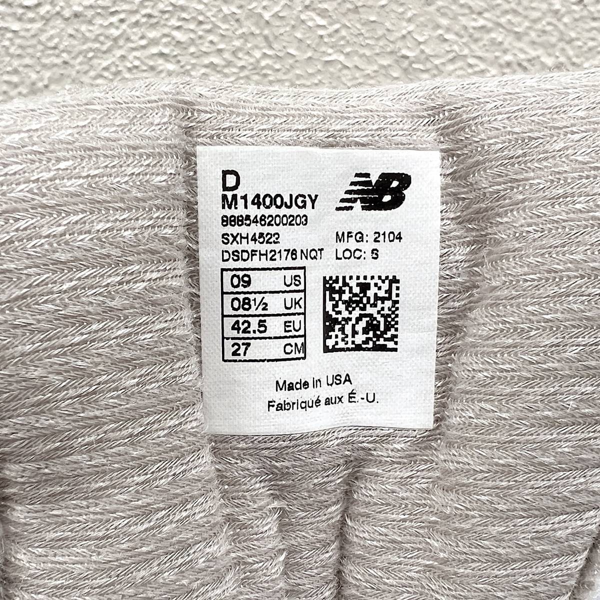 US 9 Domestic Genuine New Balance M1400JGY GRAY USA US9 27cm Made 